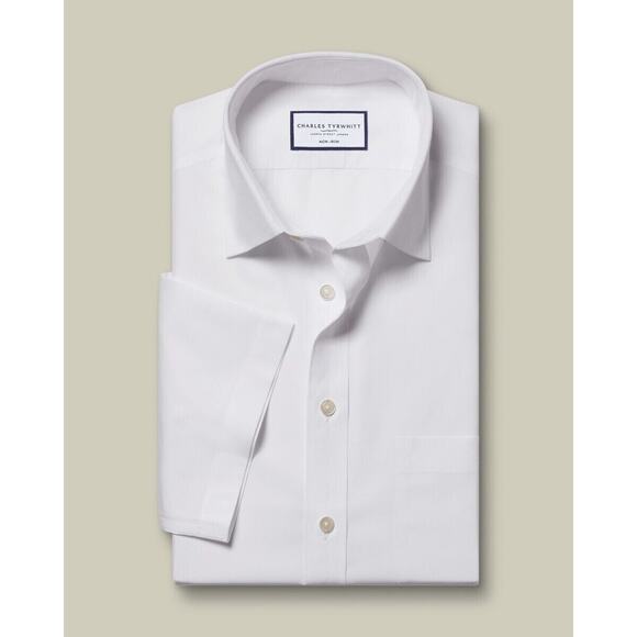 Non-Iron Poplin Short-Sleeve Shirt - Picture 1 of 5
